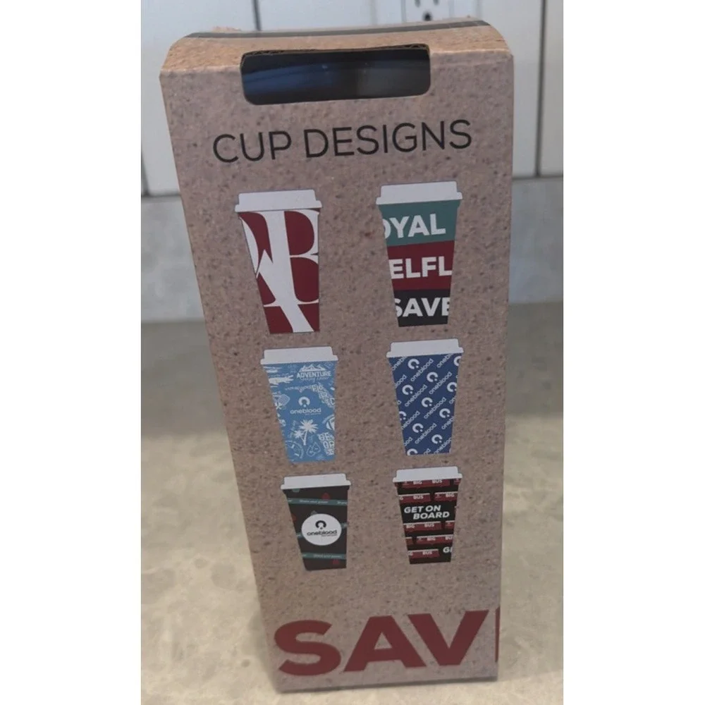 Oneblood Donation 6 Reusable Hot/cold Cups With Lids.